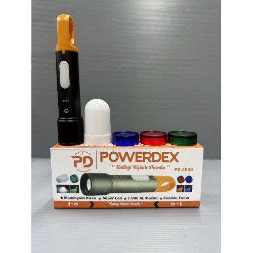 Powerdex PD-3900 Çok Fonksiyonlu Zoomlu Şarjlı El Feneri