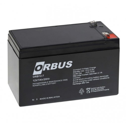 ORBUS ORB12-7 12 VOLT 7 AMPER KURU TİP AKÜ (150X65X90 MM)