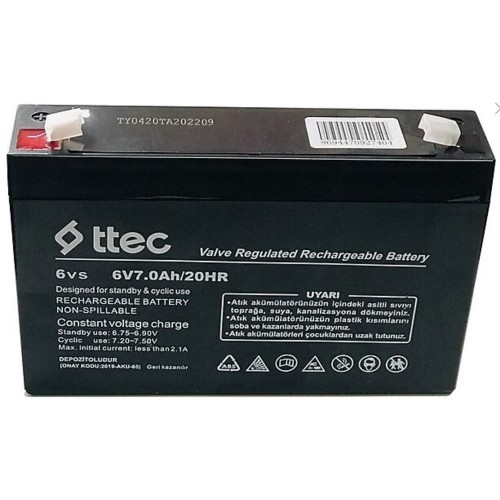 Ttec 6V 7Ah Bakımsız Kuru Akü 2026 ÜRETİM