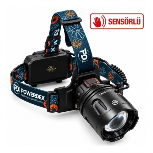 Powerdex Pd-2672 50w & 5000 Lümen 3 3200 9600 Mah Zoomlu & Sensörlü Kafa Lambası Siyah
