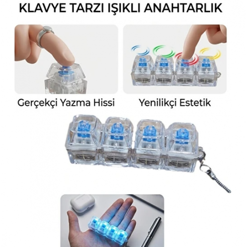 JEDEL KL16 35 Tuşlu Tek El Mekanik Oyuncu Klavyesi, Bilek Destekli, Red Switch, Şeffaf Tuş Kapaklı Klavye ANAHTARLIK HEDİYELİ
